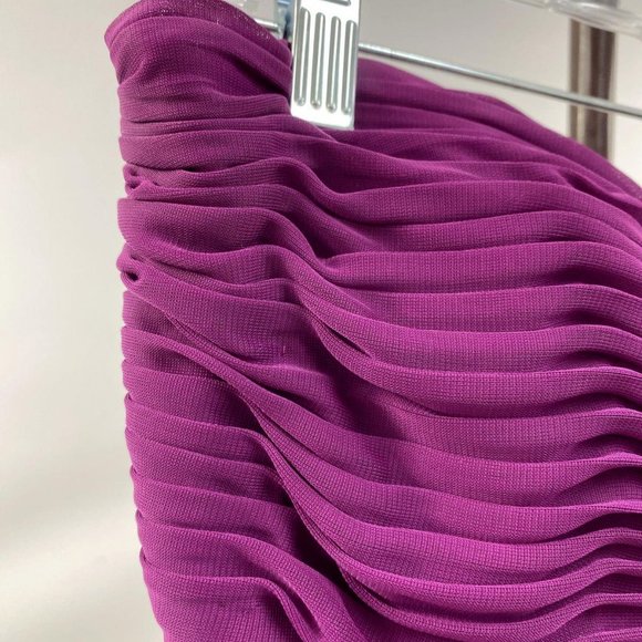 Xscape Gown Maxi Dress Women's Size 14 Purple One Shoulder Prom Beaded Polyester - Picture 5 of 6